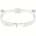 Bracciale in corda intrecciata bianca a mano con croce in acciaio inossidabile - Bn-0171-bianco