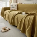 Funda de sofá de chenilla amarillo mostaza con patrón de espiga para decoración - Toalla De Sofá Ancha 230 Personalizada Por Metro / Caqui