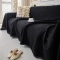 Elegante funda de sofá de chenilla negra con flecos para todas las estaciones hogar - Toalla De Sofá Ancha 180 Personalizada Por Metro / Negro
