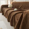 Funda de sofá de chenilla marrón con elegante diseño de espiga para decoración de hogar - Toalla De Espiga - Chocolate / 180*300 (Doble Grande)