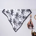 Elegante sciarpa quadrata in seta bianca con stampa di palme nere per donna - Palma Da Cocco In Bianco E Nero / 70x70cm