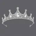 Elegant vintage baroque silver tiara with sparkling clear crystal rhinestones for queens - Silver Luxury