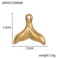 Small gold matte stainless steel whale tail pendant for DIY necklace 1.3cm weight 1.0g - Whale Tail Shape Pendant (AP41553D0W0)