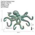 Vintage green cast iron octopus wall hook for rustic home decor and wall storage - Octopus Hook 7254 - Soap Box Green