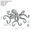 Vintage cast iron octopus wall hook for home decor showing detailed product dimensions. - Octopus Hook - White/brown 7254