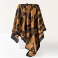 Elegant oversized leopard print faux silk satin square scarf in brown and black tones - D9503-black Coffee / 90x90cm