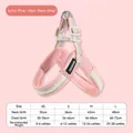 Breathable pink dog harness with rainbow webbing and size chart for medium pets - XS (1.5-3kg) / Pink (Harness Only)
