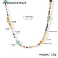 Vue détaillée d'un collier en perles de pierre naturelle avec indications de taille - P776 - Collier En Pierre Naturelle Dorée