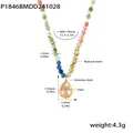 Détails du pendentif en opale et des perles en pierre naturelle avec dimensions. - P1846 - Collier En Pierre Œil-de-chat Taillée En Or
