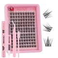 Kit completo de pestañas individuales DIY de 120 piezas con pegamento y sellador - Estilo 3 Con Kit de Herramientas Rosa (DIY-SET-656)