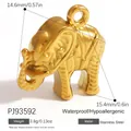 Gold plated stainless steel elephant charm with size and weight details for DIY jewelry - Gold Elephant Style (PJ93592)