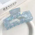 Elegant large iridescent mermaid blue hair claw clip in shimmery faux acetate resin - 10.5cm / Blue 10.5CM