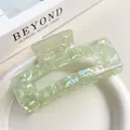 Large iridescent light green mermaid hair claw clip with acetate-like finish for women - 10.5cm / Green 10.5CM