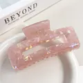 Large iridescent pink mermaid hair claw clip with shimmering acetate-like finish - Pink 10.5CM
