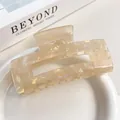 Elegant iridescent mermaid hair claw clip in a peach pearlescent finish - Yellow 10.5CM