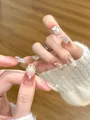 Handmade press-on nails with 3D shell pattern, pearls, and gradient cat-eye finish - By172 Tiaoyan Zhichi / Handmade Size M#10 Pieces/Bag