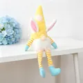 Adorable handmade Easter bunny gnome plush with long striped legs and yellow hat - Yellow
