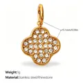 Gold four-leaf clover pendant with sparkling rhinestones in stainless steel finish - Gold Full Rhinestone Clover Charm (PJ2080WEG)
