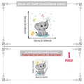 Detail of cute elephant wall sticker showing 40x30cm sheet and 50x50cm assembled dimensions. - M21776--30*40cm