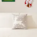 Fodera per cuscino natalizio grigia con renna ricamata bianca per divano casa - Alce Grigio / 45x45cm (Solo Fodera)