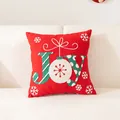 Fodera per cuscino natalizia rossa festiva con motivo JOY ricamato e fiocchi di neve - JOY Rosso / 45x45cm (Solo Fodera)