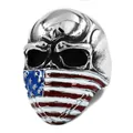 High quality men's stainless steel skull ring with patriotic American flag mask design - US 7 / Double Skull Relief Style (Variant 3)
