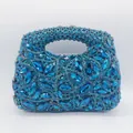 Exquise pochette de soirée luxueuse en strass de verre bleu, parfaite pour les soirées élégantes - Rose bonbon