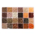 24-grid DIY jewelry making bead kit with earth tone seed and tube beads for bracelets - 24 Compartments 5 Grams Per Compartment Brown Color 120 Grams/set