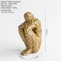 Golden abstract mosaic thinker sculpture resin figurine home decor with size measurements - Holding Pose Figure / Gold
