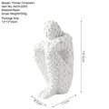 Modern white resin mosaic abstract thinker statue ornament for minimalist home decor - Holding Pose Figure / White