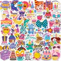 Set of colorful birthday-themed stickers for DIY card and gift decoration - T01041123