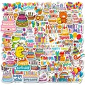 100 pegatinas coloridas de Feliz Cumpleaños para pasteles regalos y decoración de tarjetas - T01042945