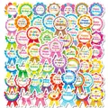 Juego de 100 pegatinas de cumpleaños coloridas para tarjetas y decoración artesanal - T01042933