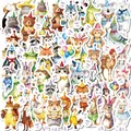 Set de 100 lindos adhesivos de animales en acuarela para decoración de tarjetas de regalo - T01043005