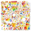 Set de 100 pegatinas de cumpleaños a la acuarela con tartas, globos y motivos de regalo - T01043205
