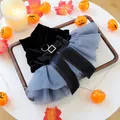 Halloween huisjurk voor honden en katten met zwart fluwelen lijfje en tule rok - Phantom Trouwjurk / XS-Borst 30cm, Lengte 20cm (ca. 1-1,5kg)