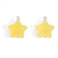 Pair of yellow luminous star-shaped resin pendants for DIY jewelry making - Yellow / 26*23mm / 3.5g