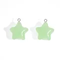 Pair of mint green luminous star resin pendants for DIY jewelry making and keychains - Green / 26*23mm / 3.5g