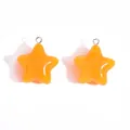 Cute orange star resin charms with silver eyelets for DIY necklace and keychain making - Orange / 26*23mm / 3.5g