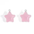Pair of luminous pink star resin pendants with silver eyelets for DIY jewelry - Pink / 26*23mm / 3.5g