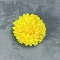 Vibrant yellow artificial pom-pom chrysanthemum flower head for DIY hair accessories and decor - Yellow