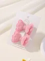 Lot de 2 jolies barrettes papillon en coton rose double couche pour petites filles mode - Paire Mignonne Rose (2A-12)