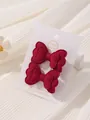 Lot de barrettes à cheveux nœud rouge en lin et coton rembourré double couche pour filles - Paire Fait Main Rouge Rétro (2A-17)