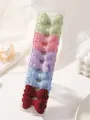 Lot de 10 barrettes à cheveux avec nœuds en coton et lin 3D pour filles - Collection Tons Morandi (10F)
