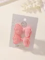 Lot de deux barrettes à cheveux nœud en tissu rose double épaisseur sur carte. - Paire Texturée Rose Fait Main (2A-13)