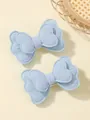 Lot de barrettes à cheveux en coton et lin bleu clair à double nœud pour filles - Petite Paire Douce Bleu Ciel (2A-15)