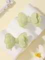 Lot de deux barrettes papillon double couche en lin de coton vert clair mignonnes - Paire Papillon Fait Main Vert Pâle (2A-18)