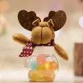 Festive Christmas reindeer plush candy jar with colorful sweets for holiday gift decor - Custom Brown Reindeer-shaped Candy Jar