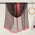 Lungo foulard di seta floreale protezione solare scialle da spiaggia - 160cm / Nuovo piccolo motivo floreale nero rosso