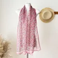 Elegante foulard lungo in seta a fiori per protezione solare da spiaggia rosa - 160x50cm / Nuova Edizione Piccola Stampa Floreale Rosa